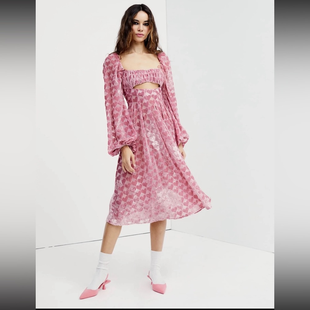 For Love and Lemons Nikki Velvet Heart Burnout Romantic Dress